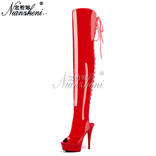 13cm High Heel over the knee Long Boots 6 inch Pole Dance shoes